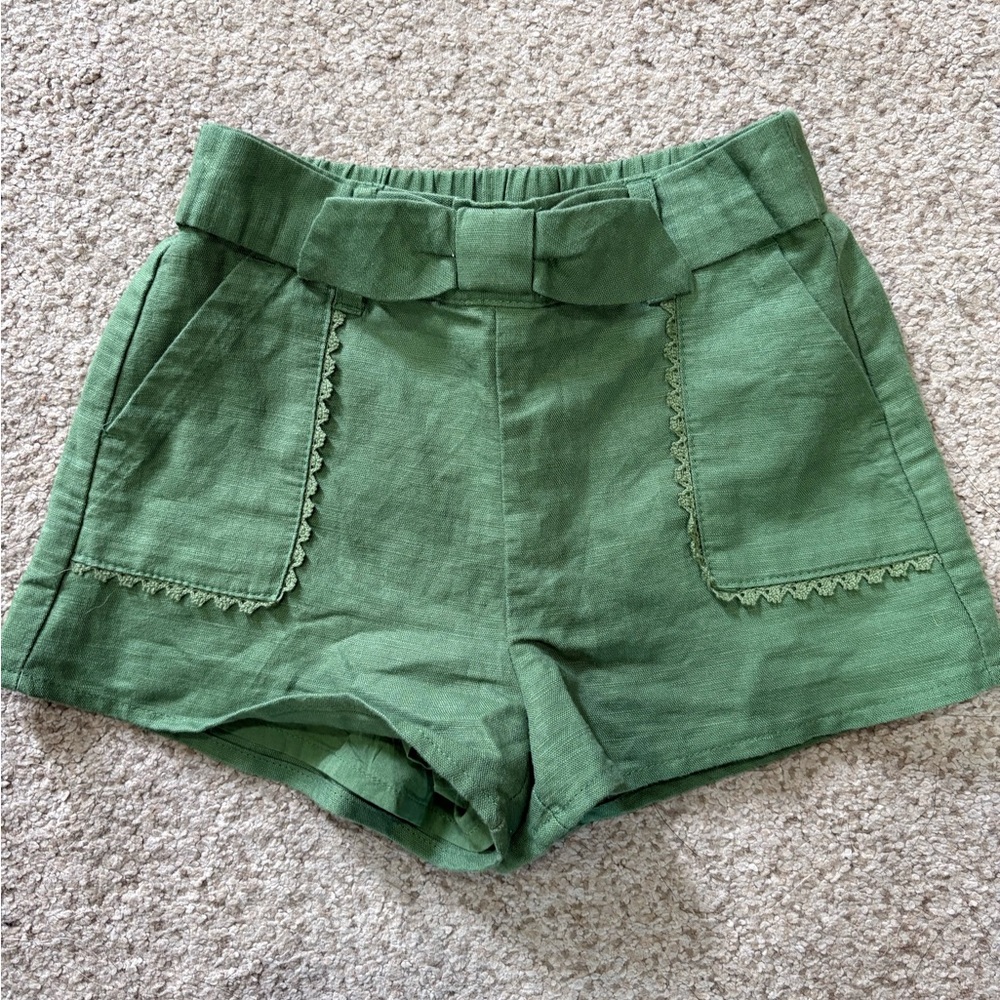 Janie and Jack High Waist Green Shorts with Bow